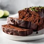 Walnut-studded chocolate zucchini bread loaf, moist and rich with a tender crumb