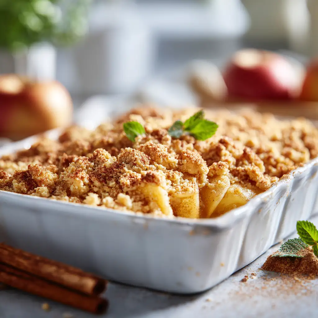 Classic Apple Crumble with Cinnamon and Nutmeg dessert topped with buttery crumble and served warm perfect for apple dessert recipes and cozy gatherings.