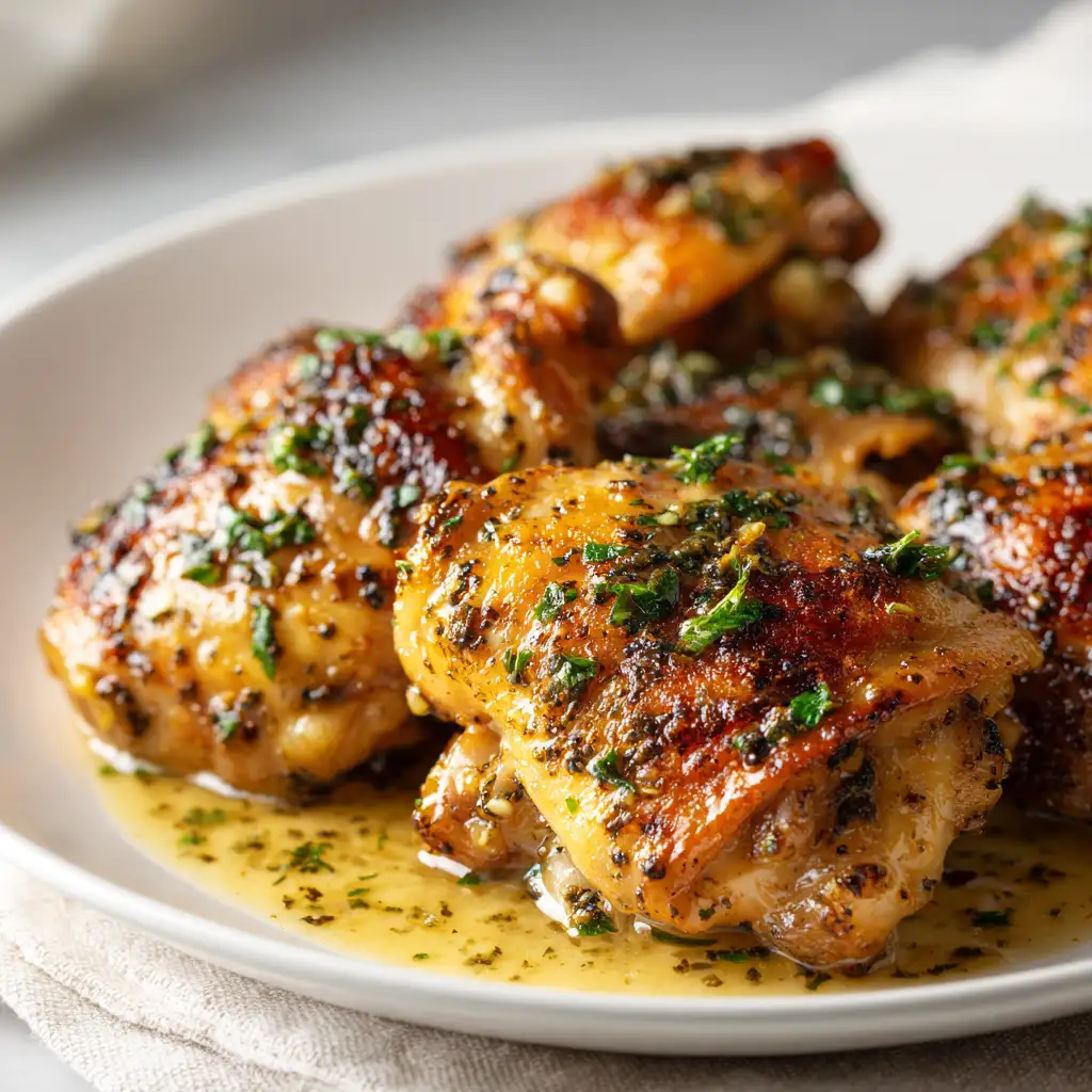 Garlic Butter Crockpot Chicken Thighs slow-cooked in rich garlic butter sauce tender, juicy, and perfect for Healthy Crockpot Meals and easy weeknight dinners.