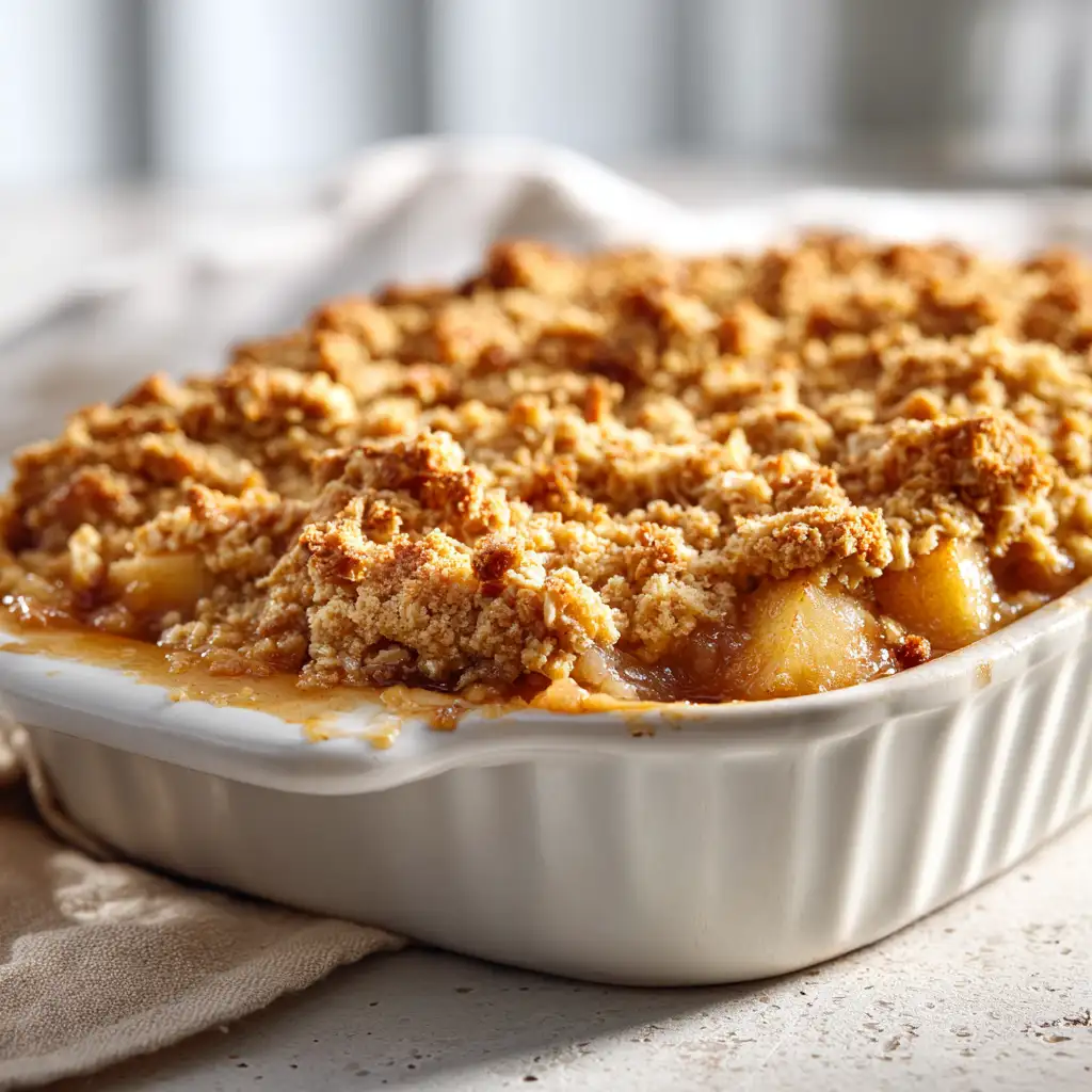 Gluten-Free Apple Crumble with Oat Topping warm apple dessert with crunchy oat layer, perfect for fall gatherings.