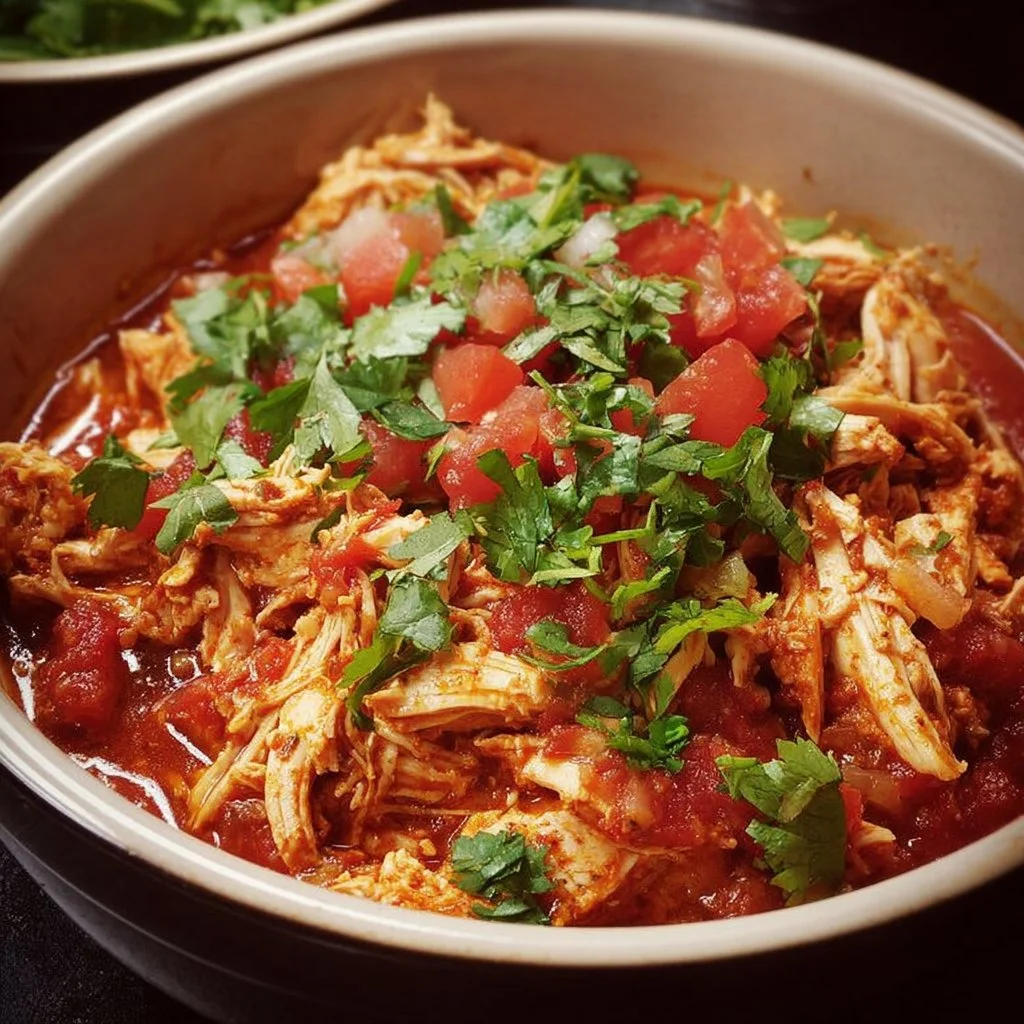 Crockpot Salsa Chicken recipe cooked with fresh ingredients