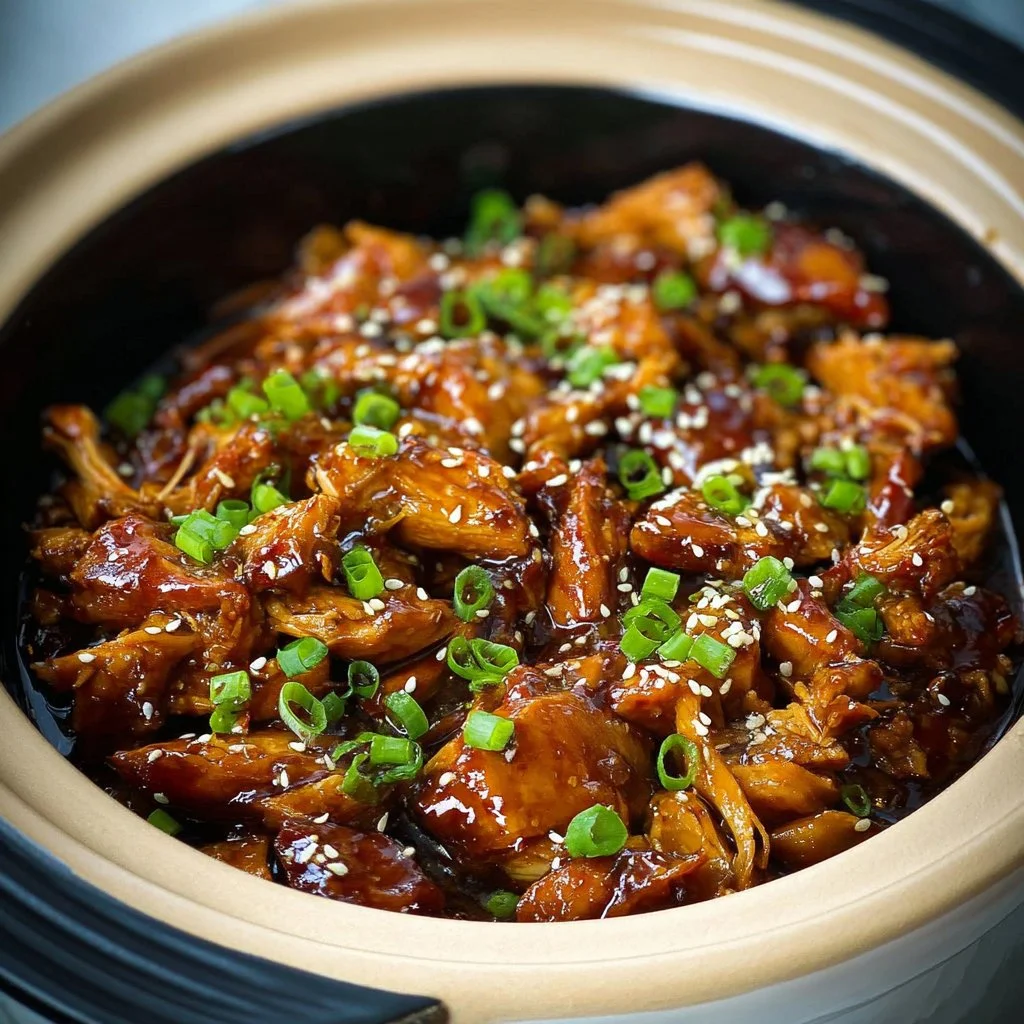 Delicious Slow Cooker Teriyaki Chicken served with rice and vegetables