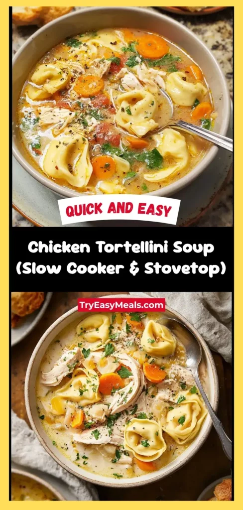 Chicken Tortellini Soup (Slow Cooker & Stovetop) 1 Easy Chicken Tortellini Soup Slow Cooker Stovetop