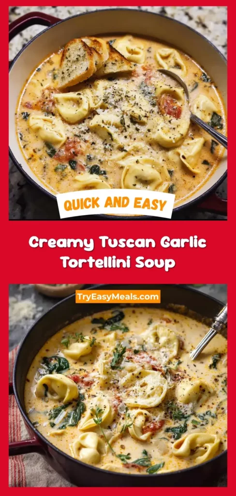 Creamy Tuscan Garlic Tortellini Soup 1 Easy Creamy Tuscan Garlic Tortellini Soup