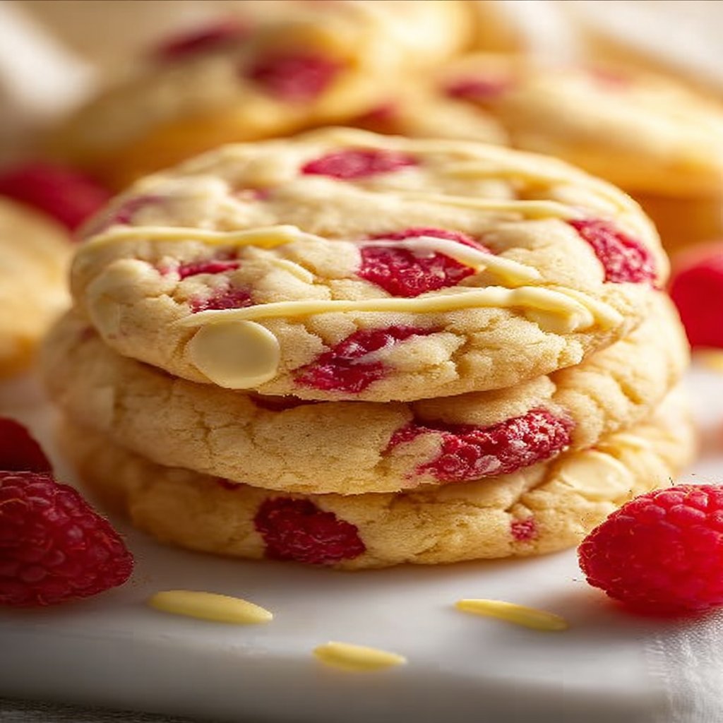 White Chocolate Lemon Raspberry Cookies - Delicious Recipe