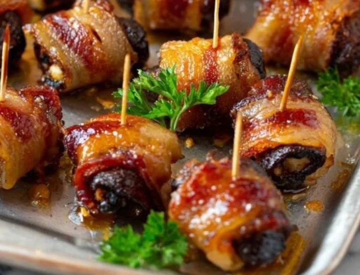 Bacon-wrapped dates with goat cheese and maple glaze recipe