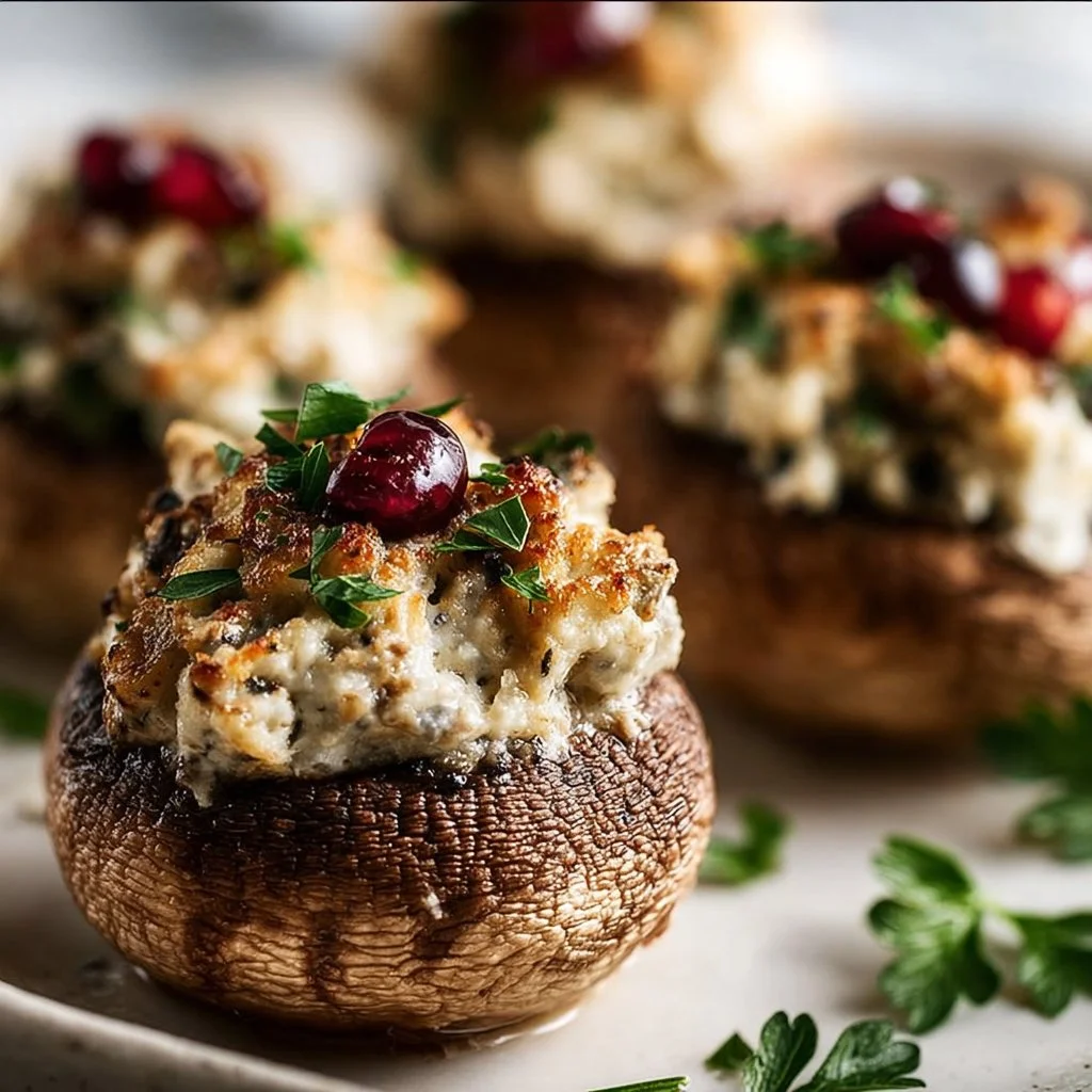 Delicious Christmas stuffed mushrooms featuring savory ingredients