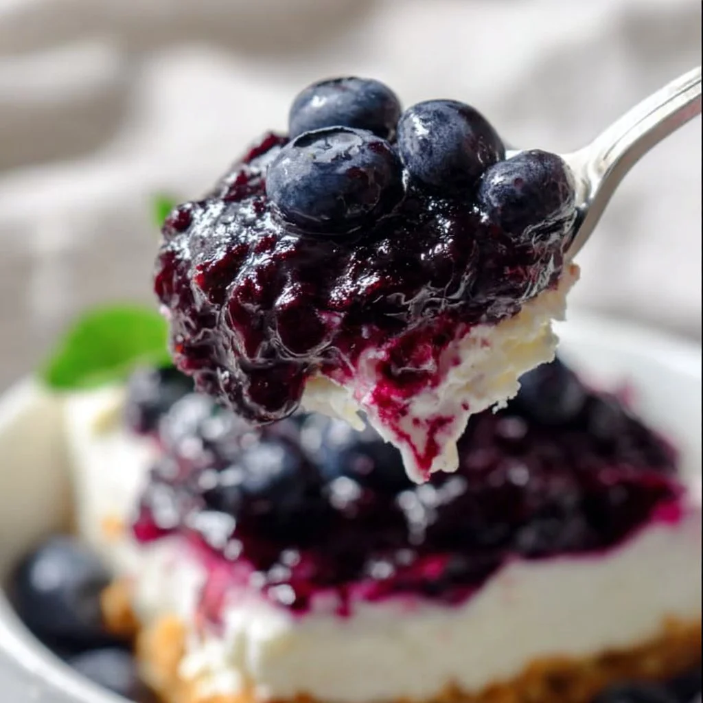 Delicious blueberry cream cheese dessert served on a plate
