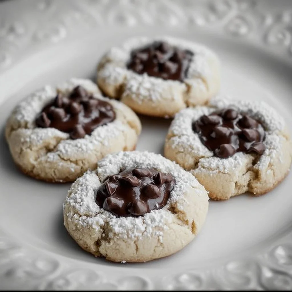 Delicious Cannoli Thumbprint Cookies topped with creamy filling