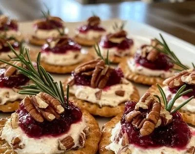 Delicious cranberry cream cheese bites on a serving platter