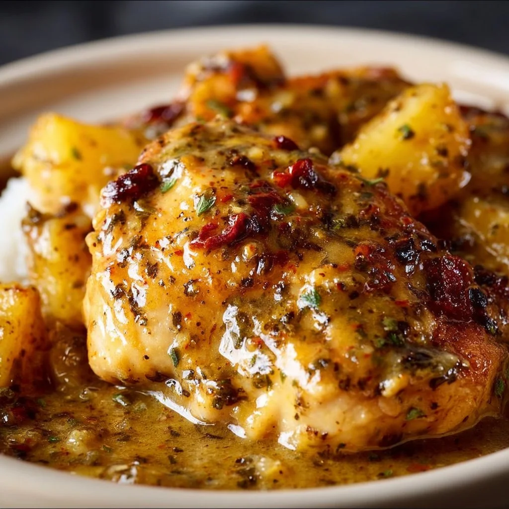 Delicious Crock Pot Marry Me Chicken served with herbs and spices