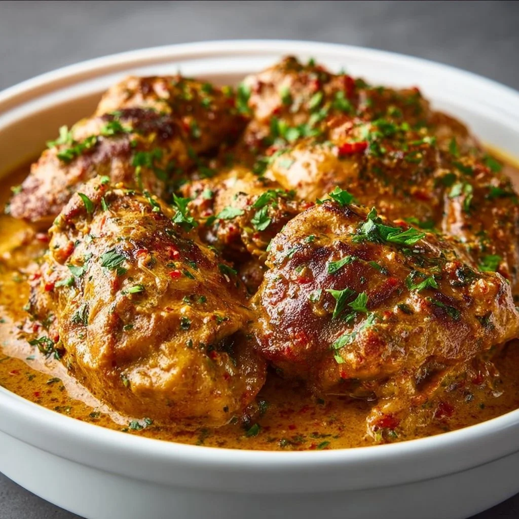 Crockpot Cajun Butter Chicken dish with spices and rich butter sauce