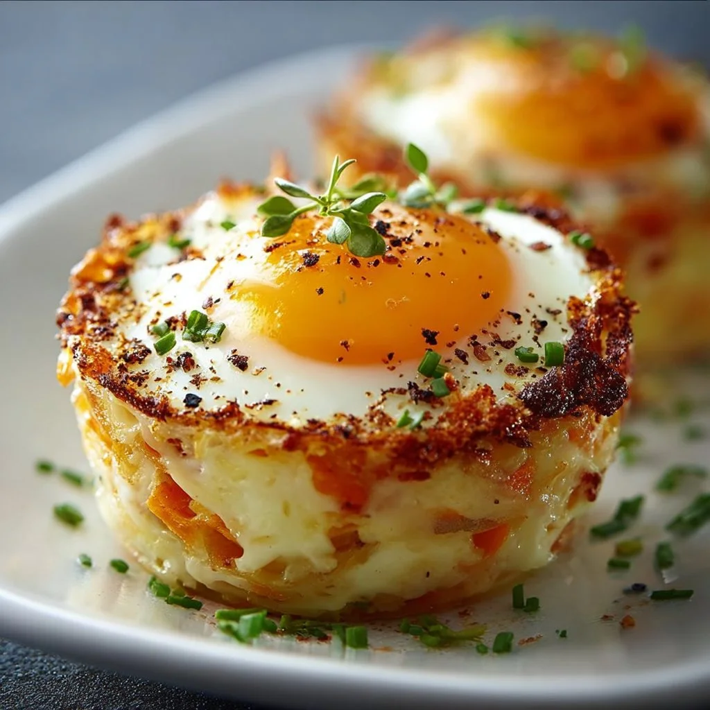 Delicious Eggs Napoleon topped with hollandaise sauce and served on a plate.