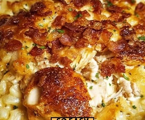 Delicious Neiman Marcus Chicken Casserole served in a baking dish