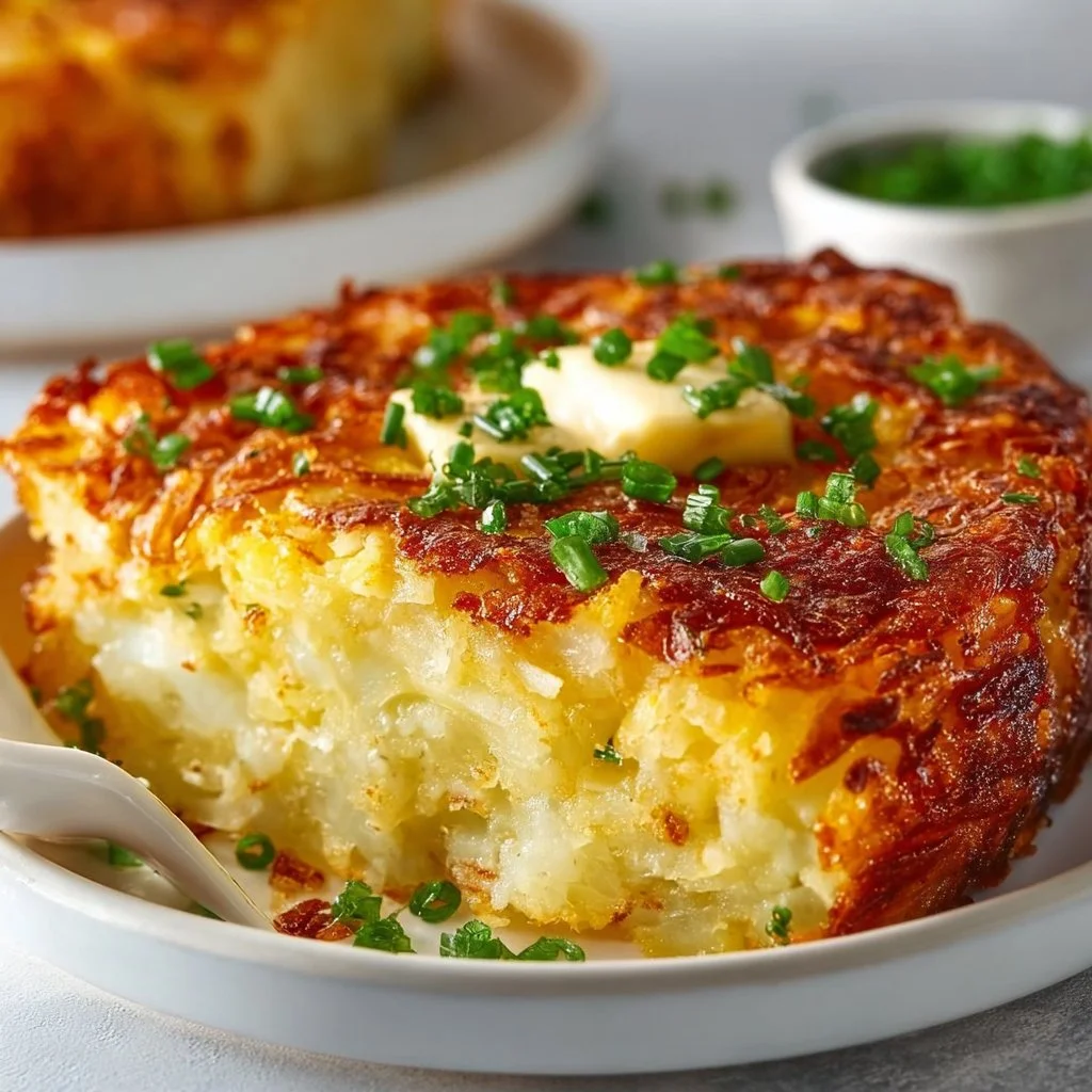 Delicious hashbrown breakfast casserole served with toppings