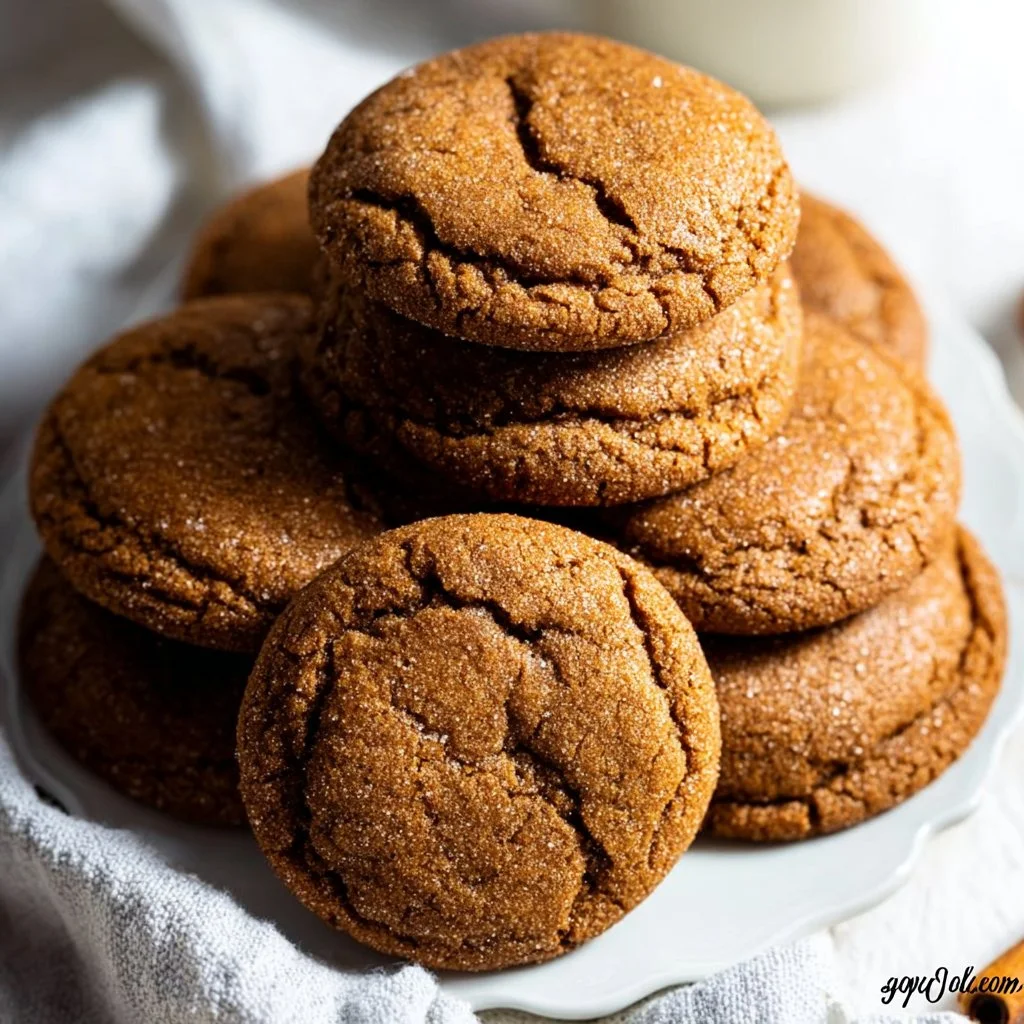 Delicious soft gingerbread cookies on a festive plate.