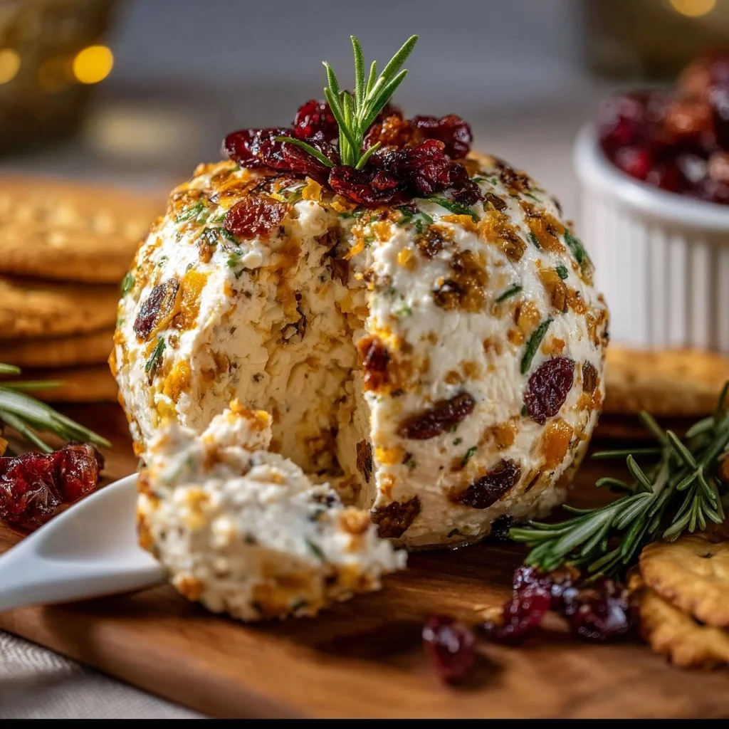 Thanksgiving cheese ball appetizer served on a festive platter