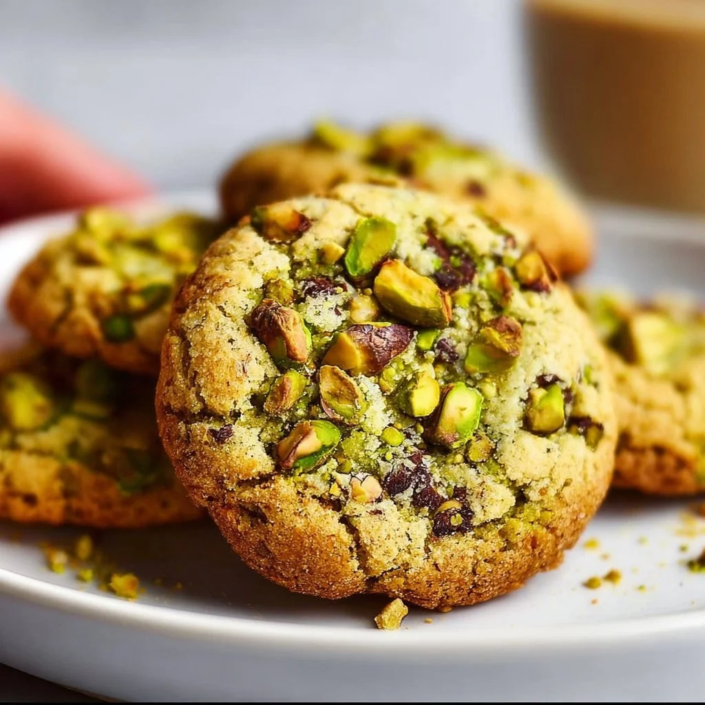 Delicious vegan and gluten-free pistachio cookies on a plate