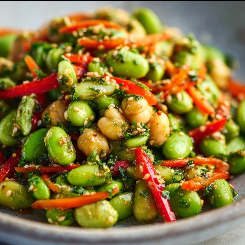 Chickpea Edamame Salad with Ginger Sesame Vinaigrette 1 Chickpea Edamame Salad with Ginger Sesame Vinaigrette