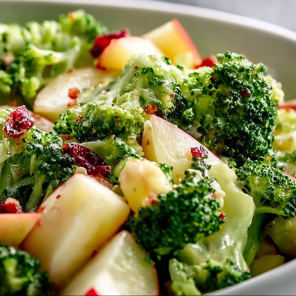 Fresh Apple Broccoli Salad with crispy apples and broccoli florets