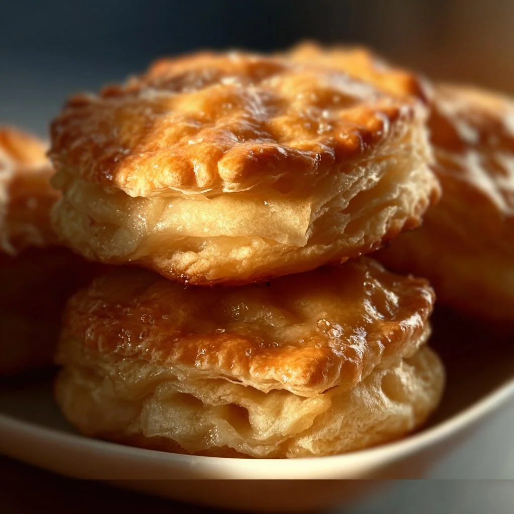 Delicious homemade apple pie biscuits served warm with a sprinkle of cinnamon.