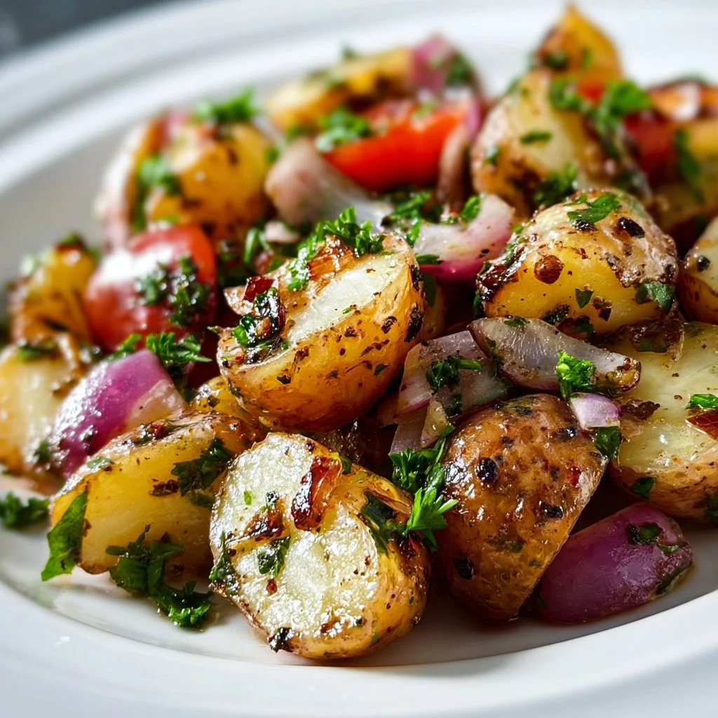 Balsamic Potato Salad with fresh ingredients in a bowl