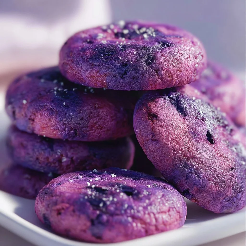 Freshly baked Blueberry Heaven Cookies with a soft and chewy texture.