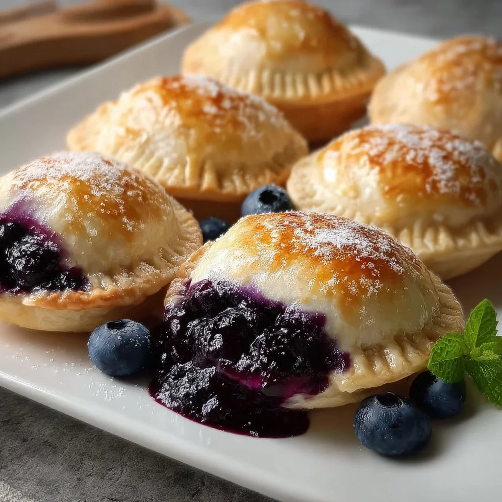 Blueberry pie bombs fresh out of the oven, delicious and ready to serve.