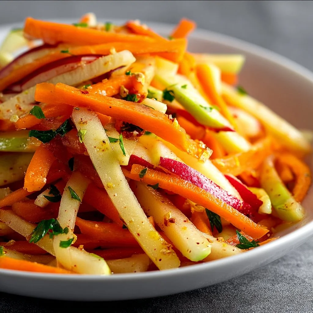 Fresh Carrot Apple Salad with crunchy carrots and sweet apples