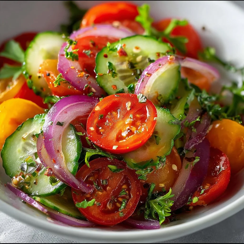 Colorful garden salad with fresh vegetables and dressing