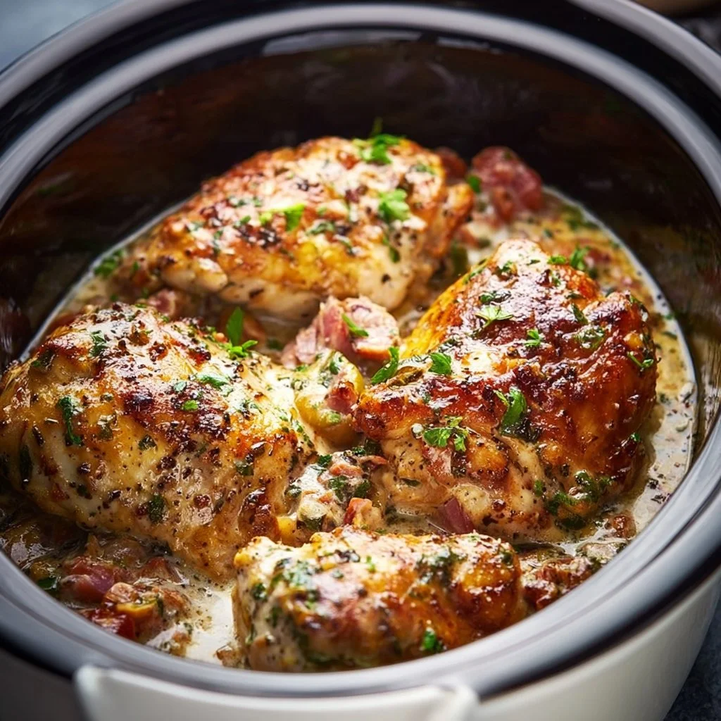 Delicious Crock Pot Marry Me Chicken dish garnished with herbs and served with pasta