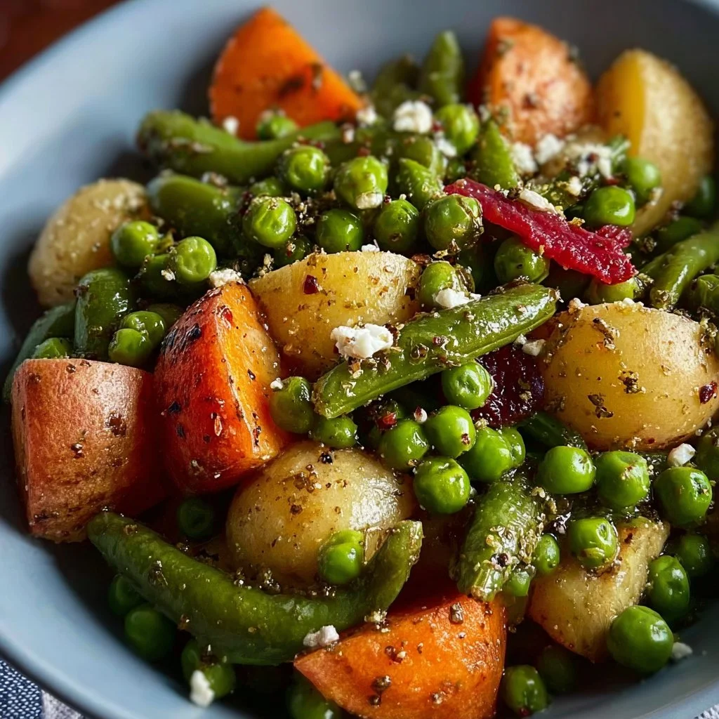 Plate of Greek Sweet Peas and Potatoes (Arakas) served for dinner
