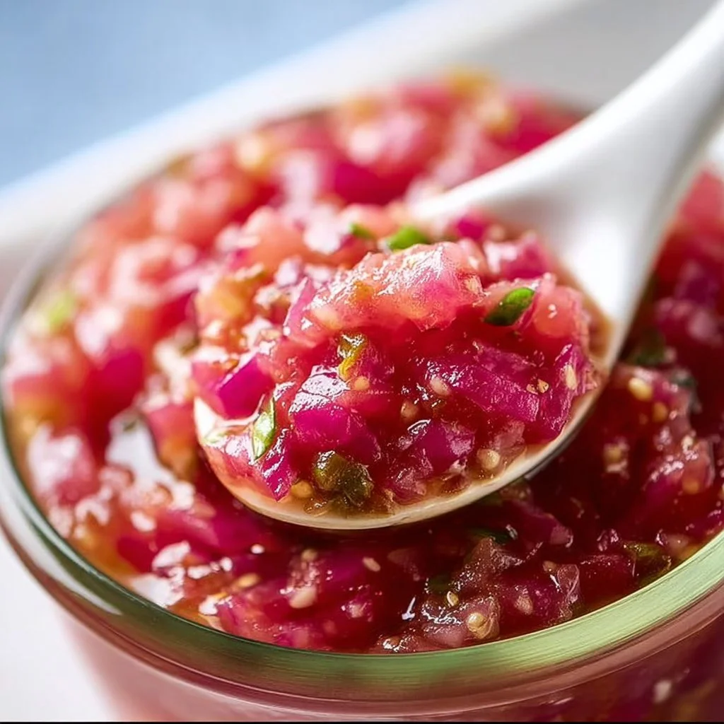 Delicious and vibrant radish relish served in a bowl