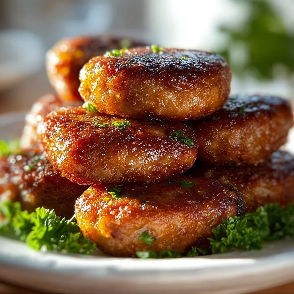Plate of crispy hash brown sausage bites, a tasty appetizer.