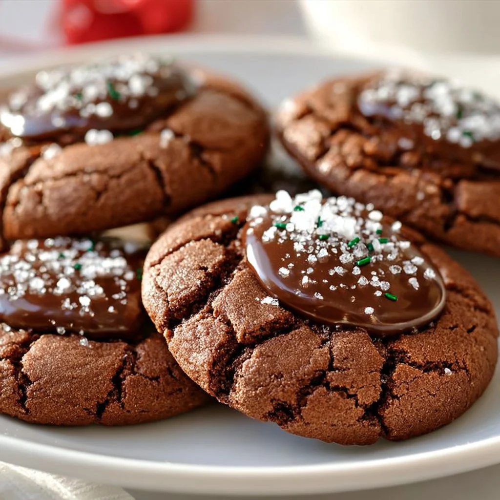 Delicious hot cocoa cookies arranged on a festive plate