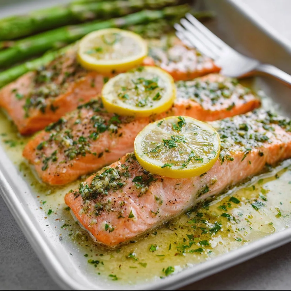 Lemon garlic herb butter salmon cooked to perfection with vibrant herbs and spices