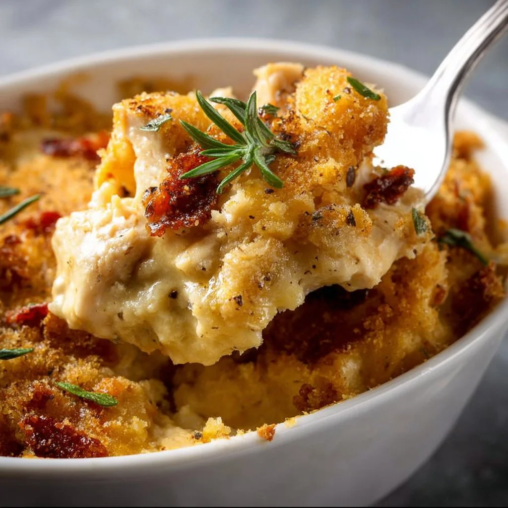 Delicious Neiman Marcus Chicken Casserole made with tender chicken and creamy sauce