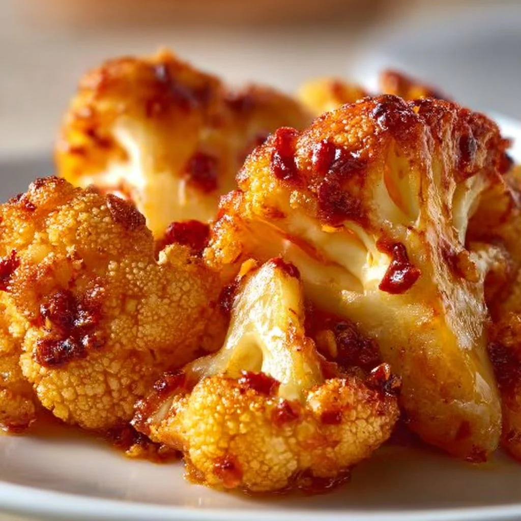 Sweet spicy baked cauliflower dish ready to serve