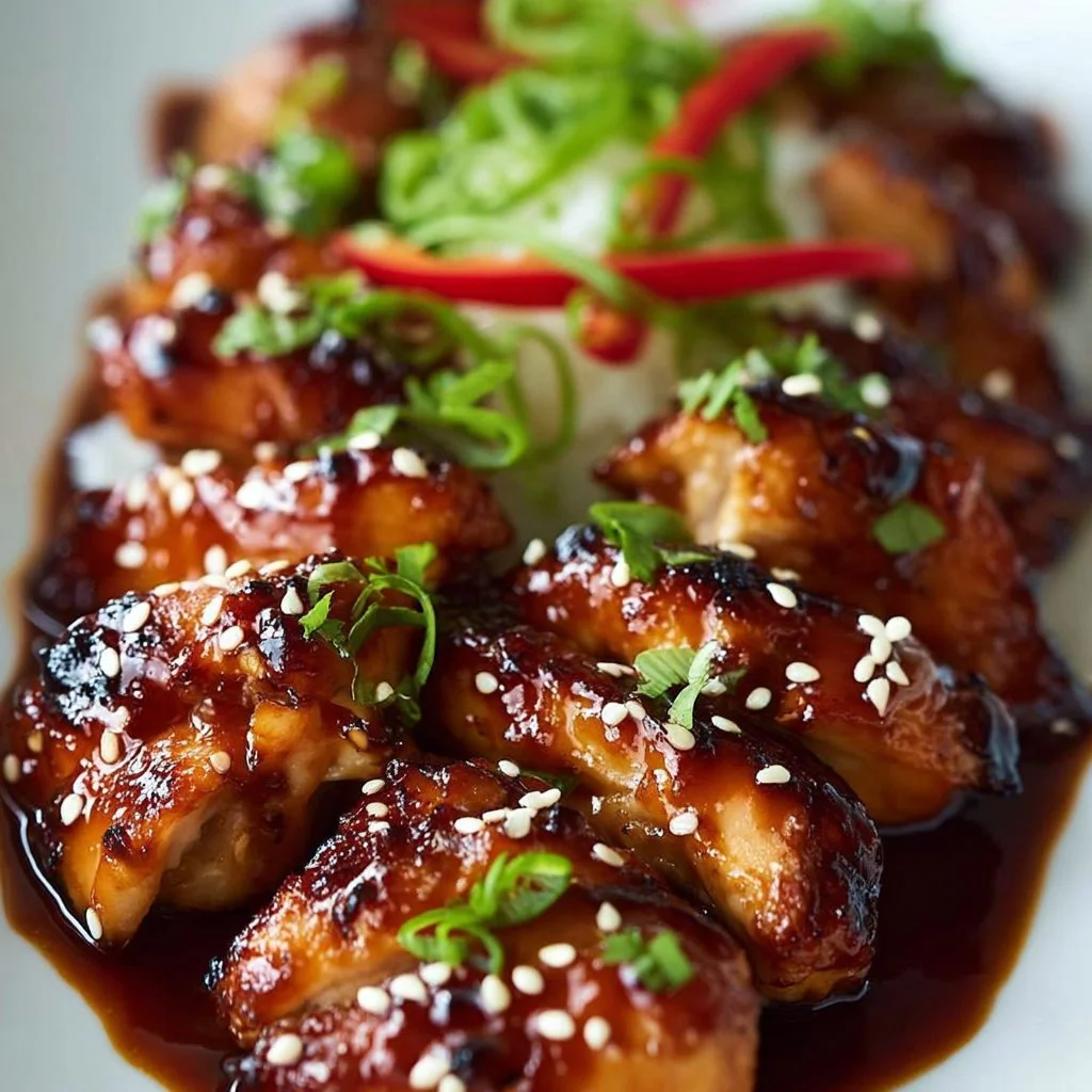 Delicious homemade teriyaki chicken served with rice and vegetables