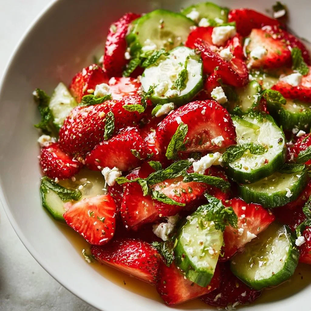 20-minute strawberry cucumber salad with fresh ingredients