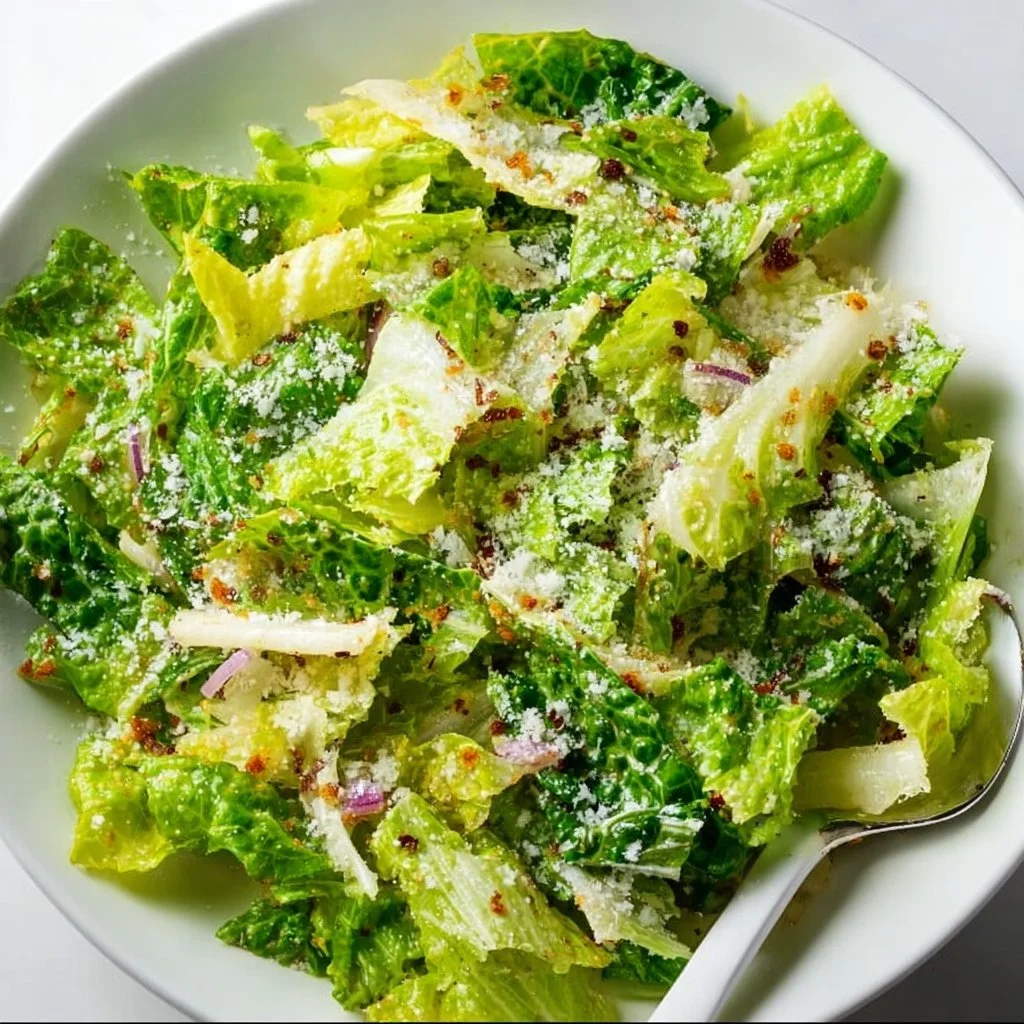 5-Minute Lemon Parmesan Lettuce Salad with fresh ingredients and lemon dressing