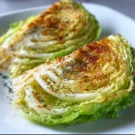 Crispy air fryer cabbage wedges served on a plate