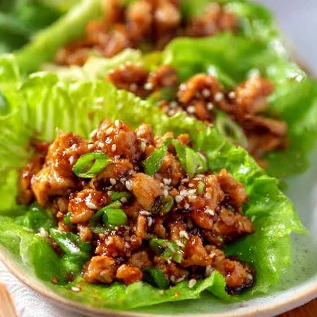Delicious Asian chicken lettuce wraps filled with savory ingredients