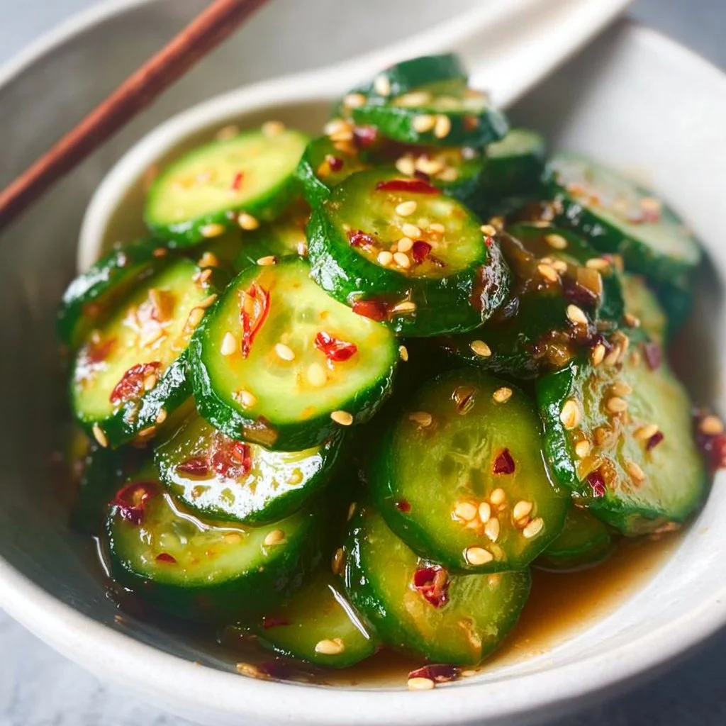 Delicious Asian cucumber salad with fresh vegetables and vibrant dressing