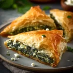 Authentic Greek Spinach Pie filled with fresh spinach and feta cheese