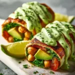 Fresh Avocado Chickpea Salad Wrap with vibrant vegetables and dressing