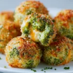 Baked Broccoli Cheese Balls ready to serve on a plate