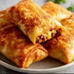 Delicious beef and cheese chimichangas served with salsa and guacamole