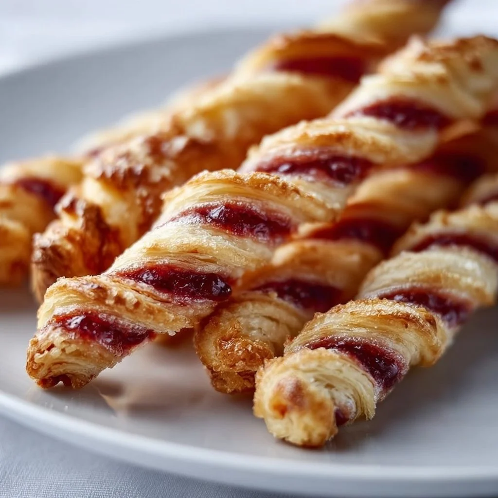 Delicious Berry Puff Twists on a platter topped with fresh berries
