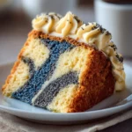 Black Sesame Vanilla Swirl Cake 3 Delicious black sesame vanilla swirl cake topped with sesame seeds and elegant swirls.
